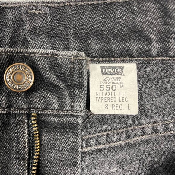 Vintage 1997 Levis 550 Black Denim Relaxed Fit Tapered Leg Womens Jeans 8 Reg L - Picture 5 of 13